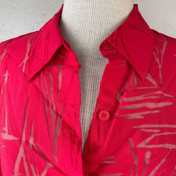 Alfred Dunner Red Sheer Button Down Shirt Size 14 EUC - Picture 3 of 7